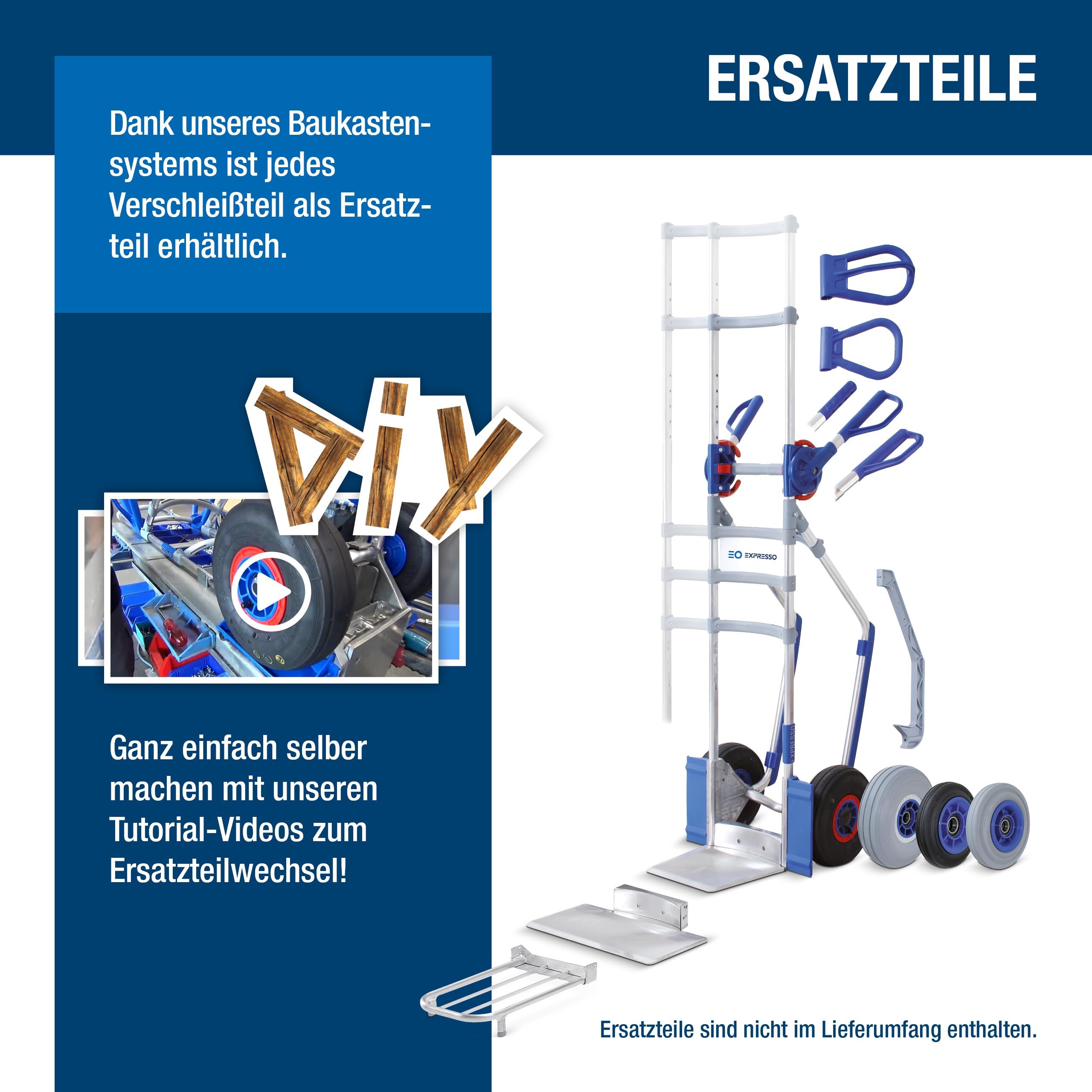 Vollmontierte EXPRESSO Alu Profi- Sackkarre AE24381525 für Säcke, Rollen & Kartons / 250kg / pannensichere Vollgummireifen/Schaufel L 30 x B 30,5 cm