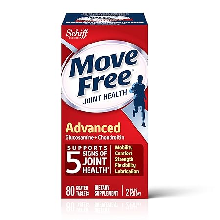 Schiff Move Free Joint Health Supplement, Triple Strength Glucosamine Chondroitin with Collagen and Hyaluronic Acid, 80 Count