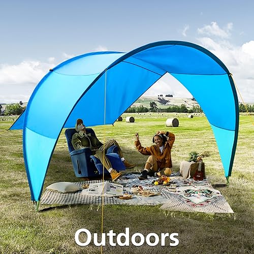 Miniatura 5 de Tienda de campaña de playa de diseño patentado de 10.5 x 11.5 pies, se adapta a 4-6 adultos, cubierta solar arcoíris, sombra al aire libre para