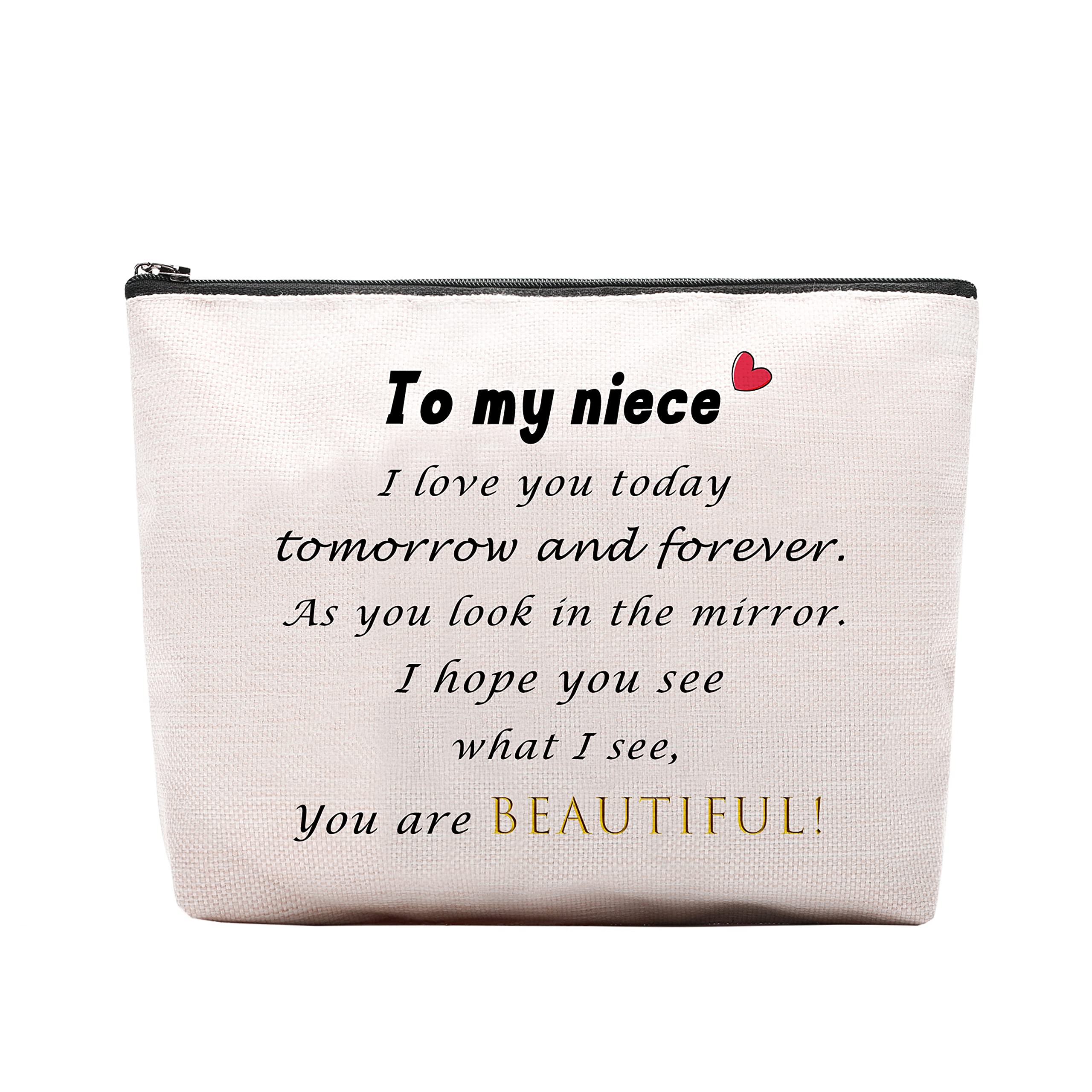 CEASQVAA Niece Gifts From Auntie Uncle Makeup Cosmetic Bag Inspirational Birthday Graduation Gifts For Niece