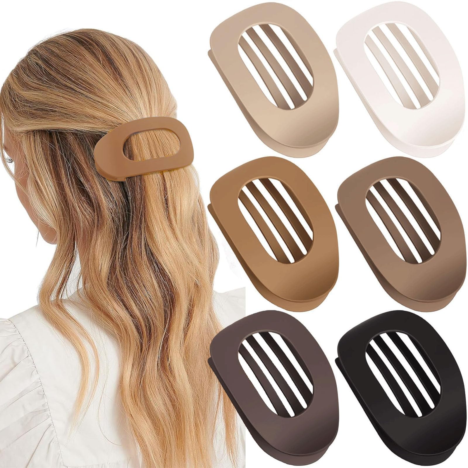 mercham 6 PCS Lay Flat Hair Clips for Women Curved Hair Claw