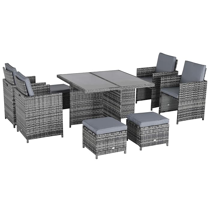 Buy Outsunny 9PC Rattan Garden Furniture Set 8seater Wicker Outdoor