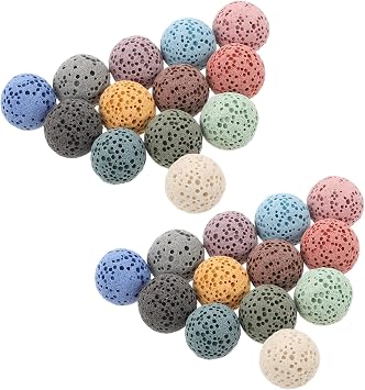 VICASKY 1 Bag Volcanic Lava Stone Aromatherapy Diffuser Natural Porous Essential Oil Absorbing Spheres for Relaxation and DIY Jewelry Making Random Color