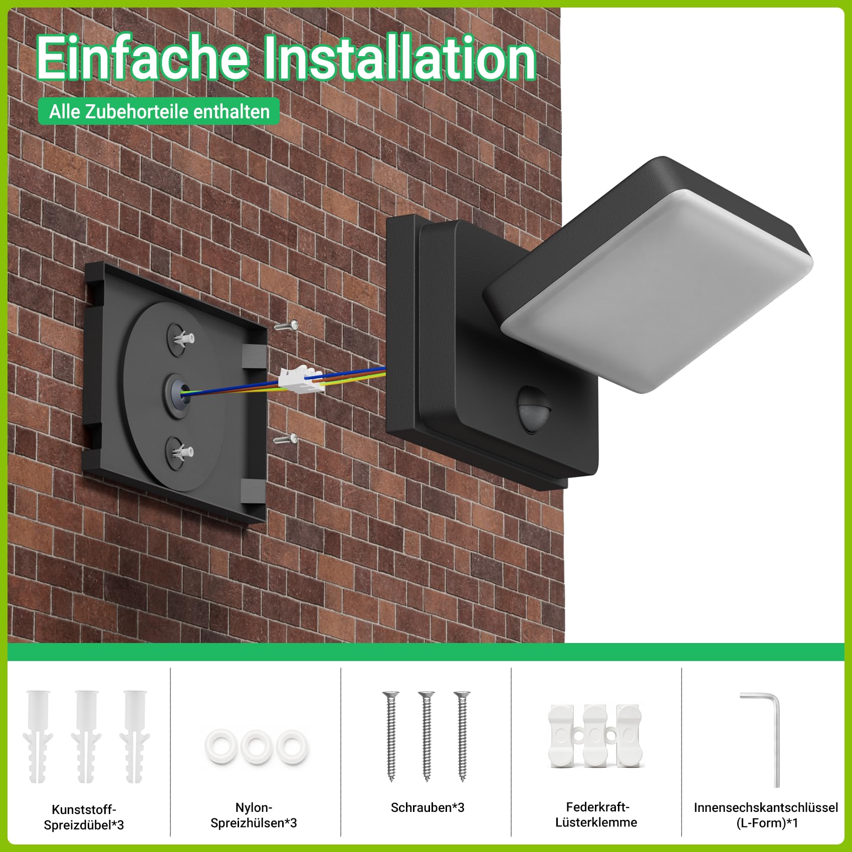 Klighten Luz exterior con sensor movimiento 30W IP65 3000K blanco cálido para patio/jardín/gris antracita