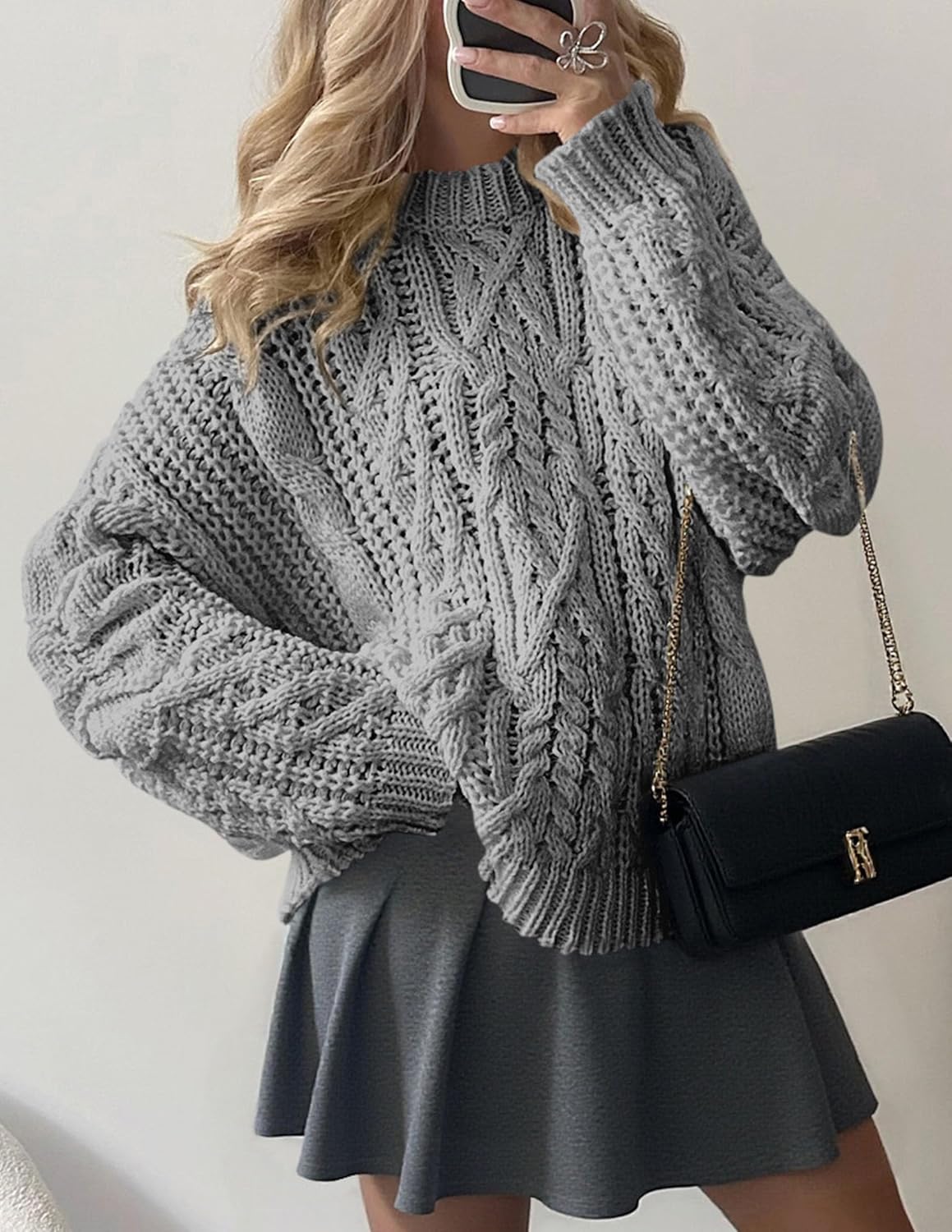 PRETTYGARDEN Women's Oversized Fall Sweaters 2026 Casual Long Sleeve Crewneck Chunky Cable Knit Pullover Tops Winter Clothes - Image 4