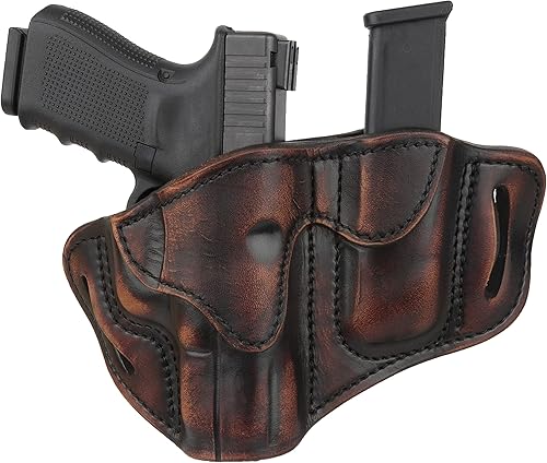 Miniatura 10 de 1791 GunLeather Combo de funda y bolsa Mag G19 – Funda de piel para cinturones – Compatible con Glock 19, 23, 26, 27, H&K VP40 y Springfield XDS