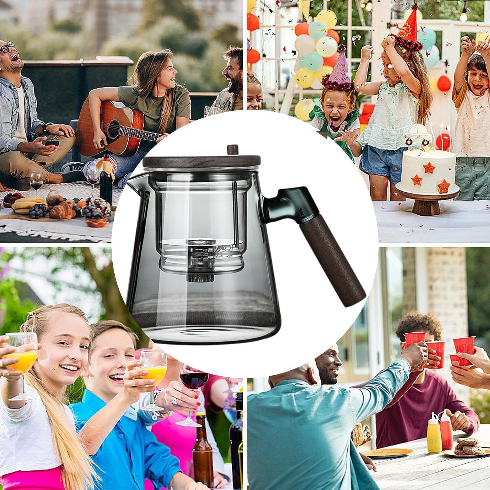 Enchantipot - Teiera da 750 ml con controllo della pressione e manico in legno
