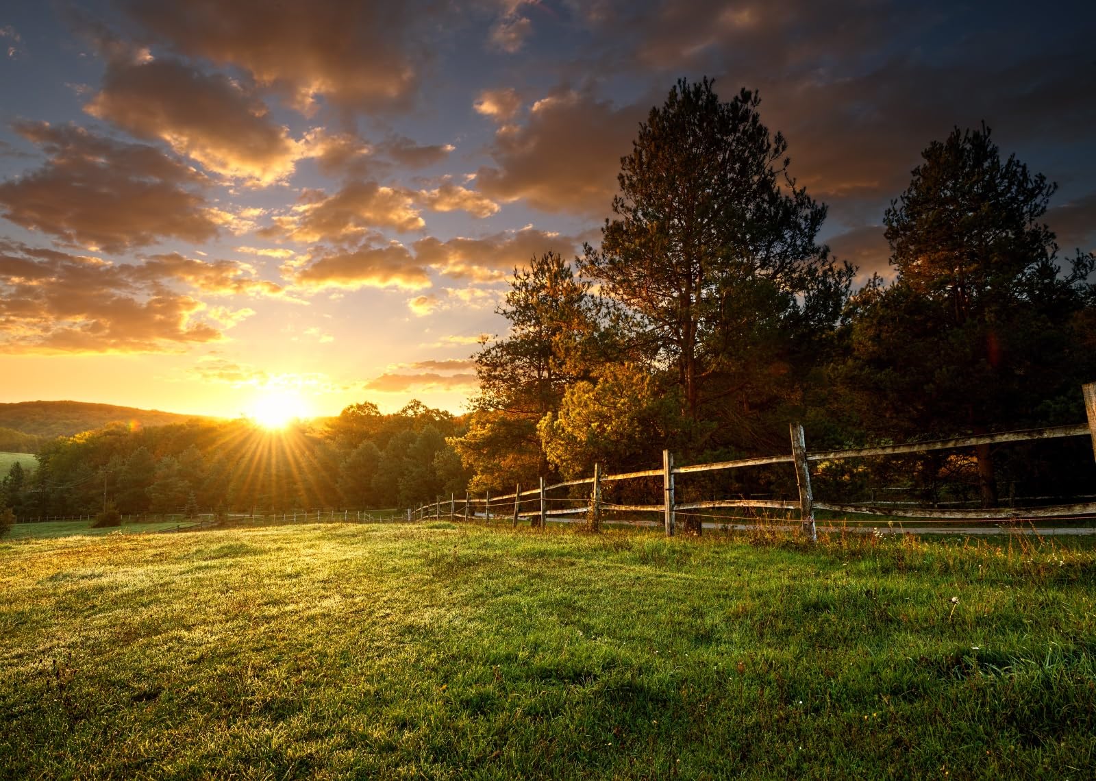 5.2x3m Fondo de Rancho cercado de Pueblo, Atardecer, Paisaje, fotografía, Paisaje Natural, Retrato al Aire Libre, sesión de Fotos, cumpleaños, Boda, Fiesta, decoración
