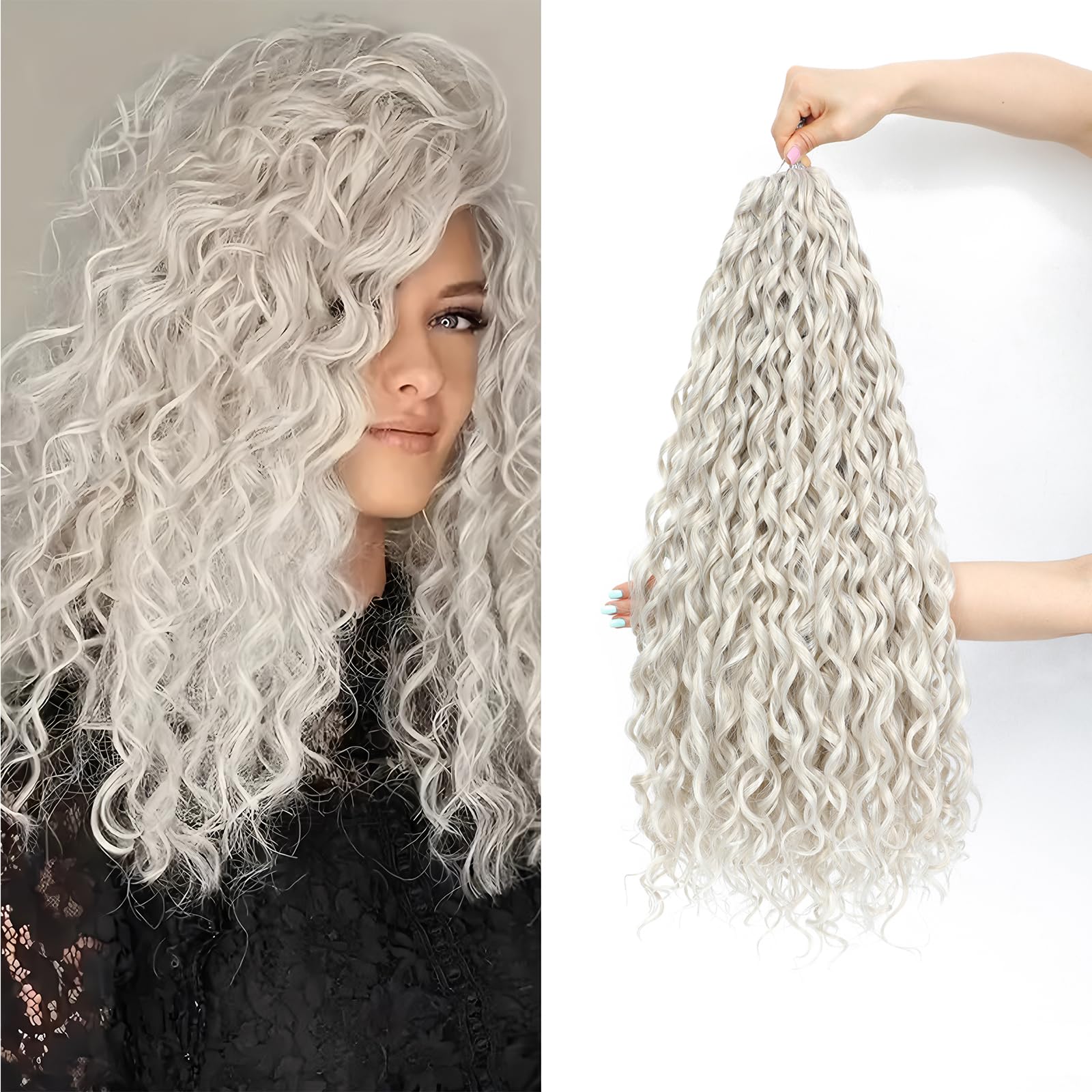 24Inch Deep Wave Twist Curly Crochet Hair Extensions 6Pack Deep Wavy Air Curl Bulk Hair Synthetic Boho Braids Water Wave Crochet Hair Extension for Women (56C