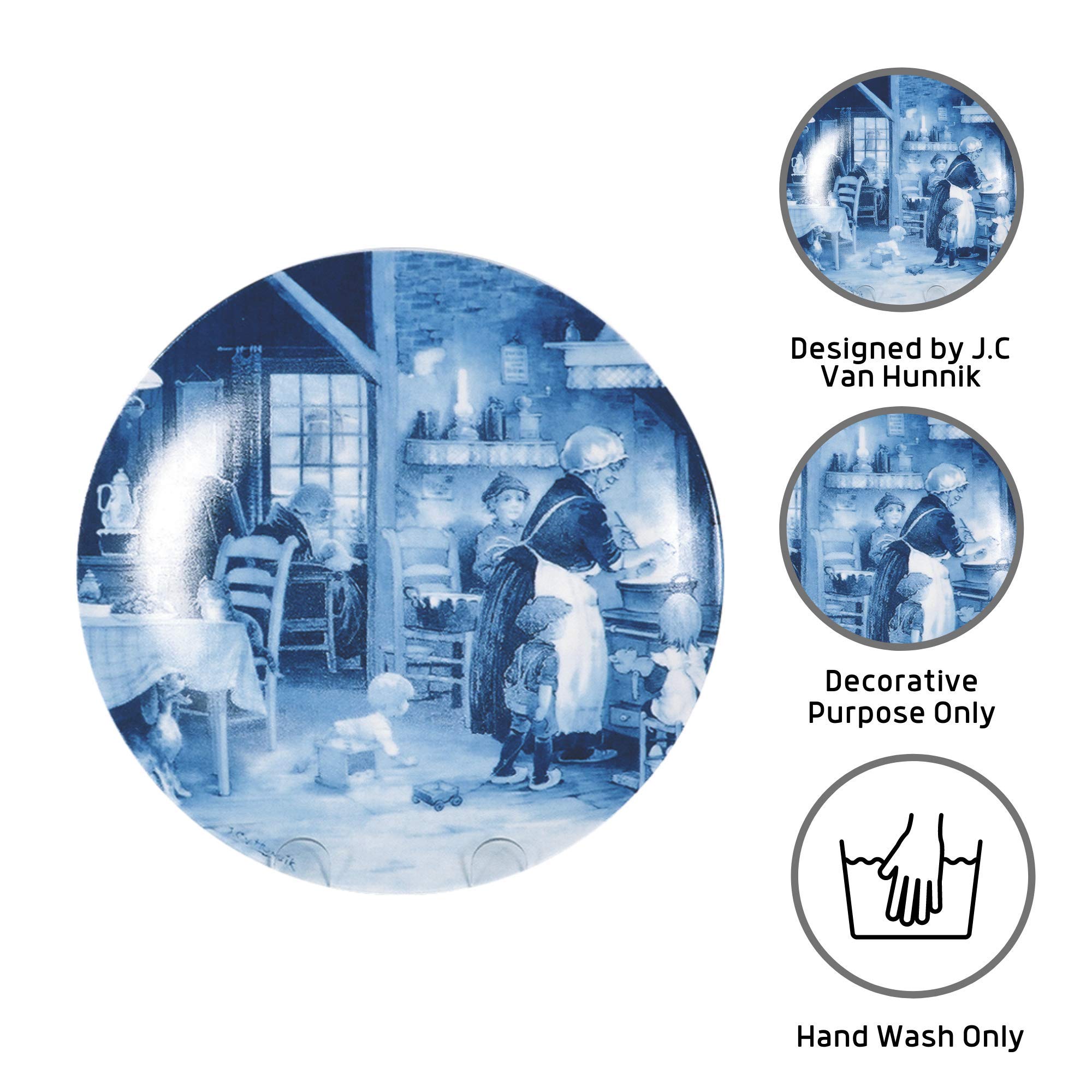 Essence of Europe Gifts Collectible Dutch Gift J.C Van Hunnik Family Gathering Scene Decorative Blue 9