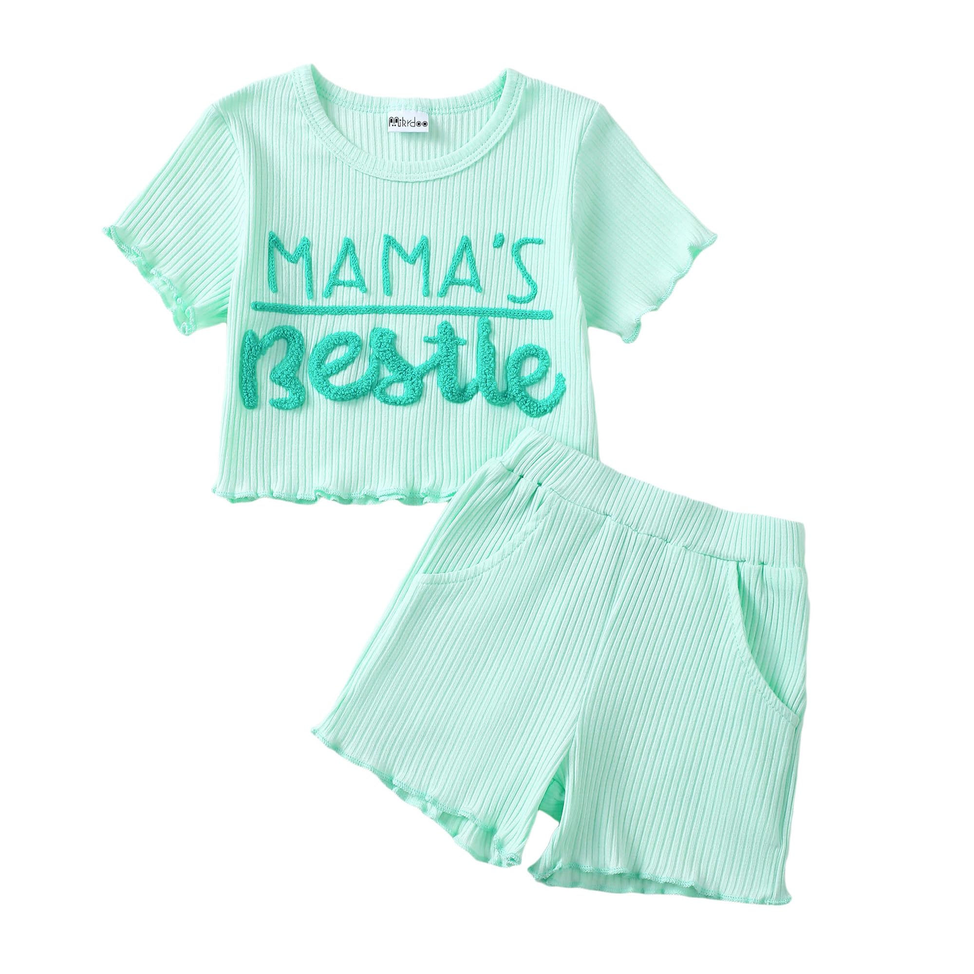 Mikrdoo Baby Girl Clothes Toddler Girl Summer Outfits Shirts Tops Ripped Denim Shorts Set Little Girl Clothes