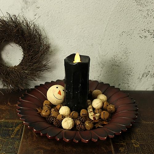 Miniatura 5 de CVHOMEDECO. Plato de madera con forma de girasol para decoración del hogar y la oficina, 11 pulgadas (borgoña)