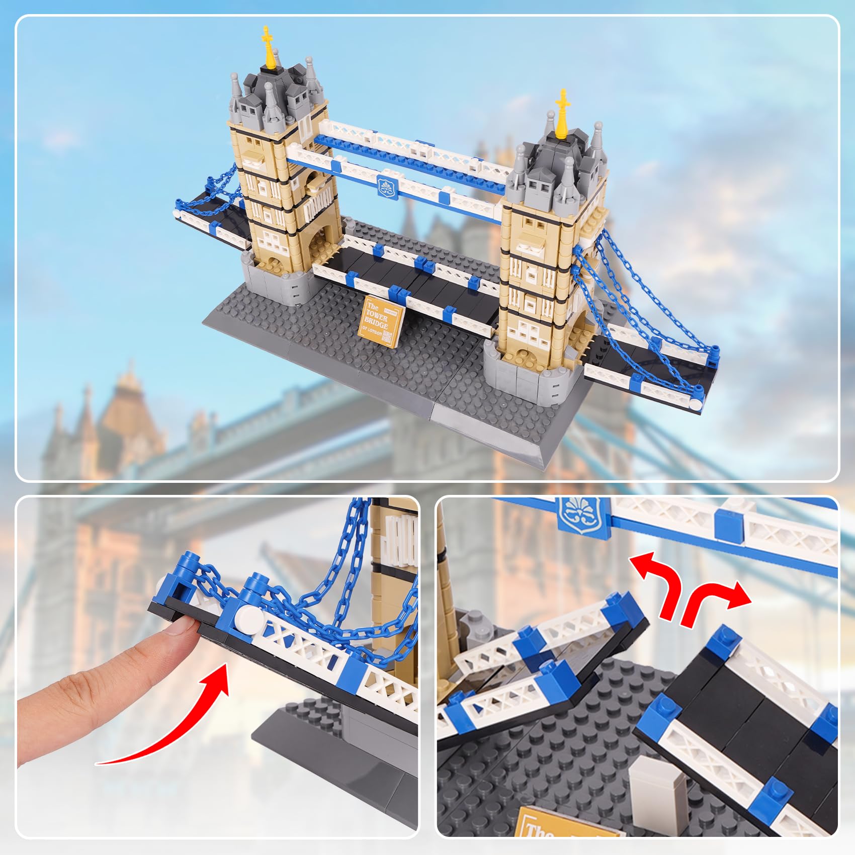 Oichy Tower Bridge Building Toys Architecture Building Block London Tower Bridge Model World Famous Landmark Construction Sets for Collection and Decoration (969pcs) - Image 2