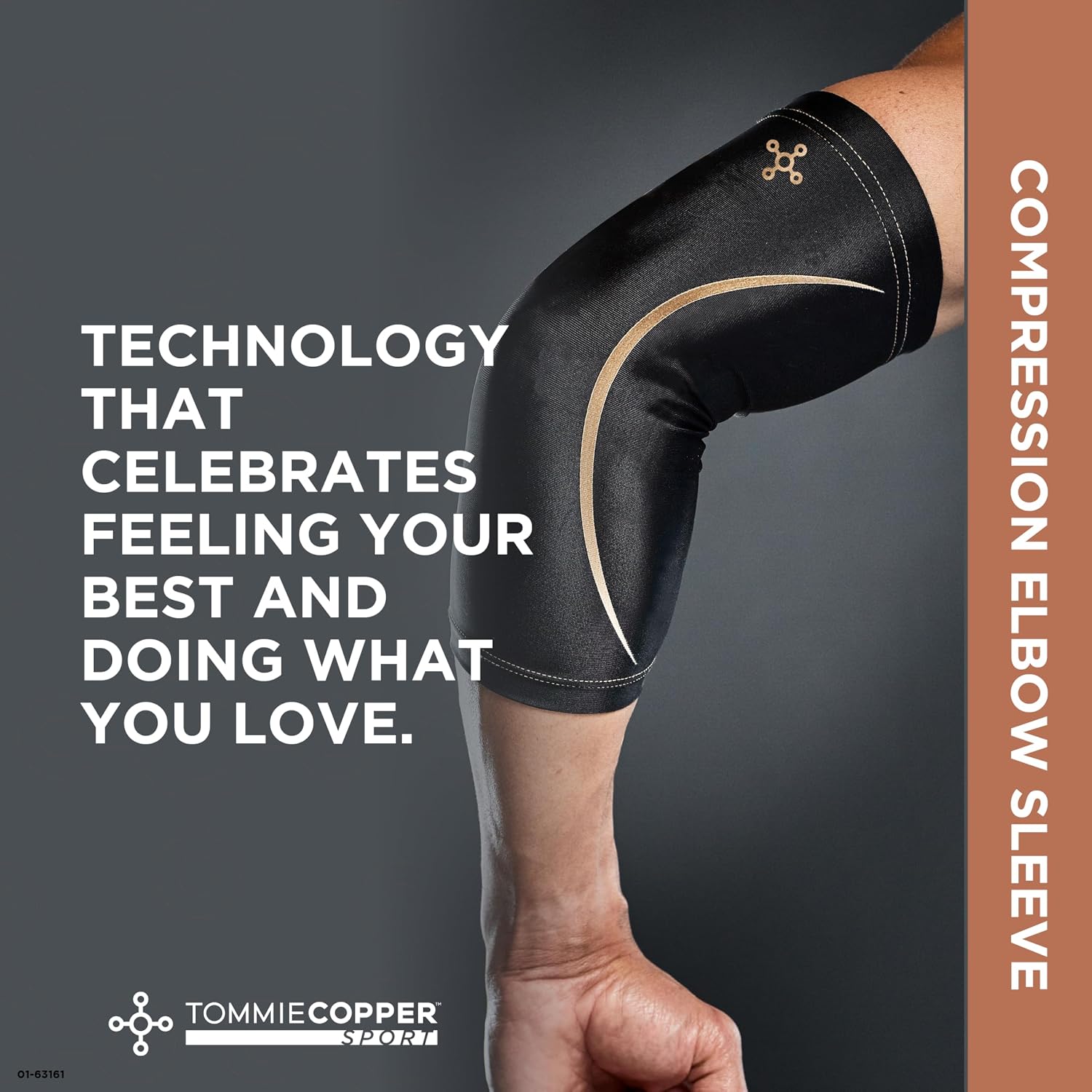 Tommie Copper Elbow Compression Sleeve (L/XL, Black), 15-20 mmHg, 4D Stretch & Non-Slip Fit for Targeted Support, Patented Copper Znergy Fabric, Anti-Odor Benefits, Breathable Design