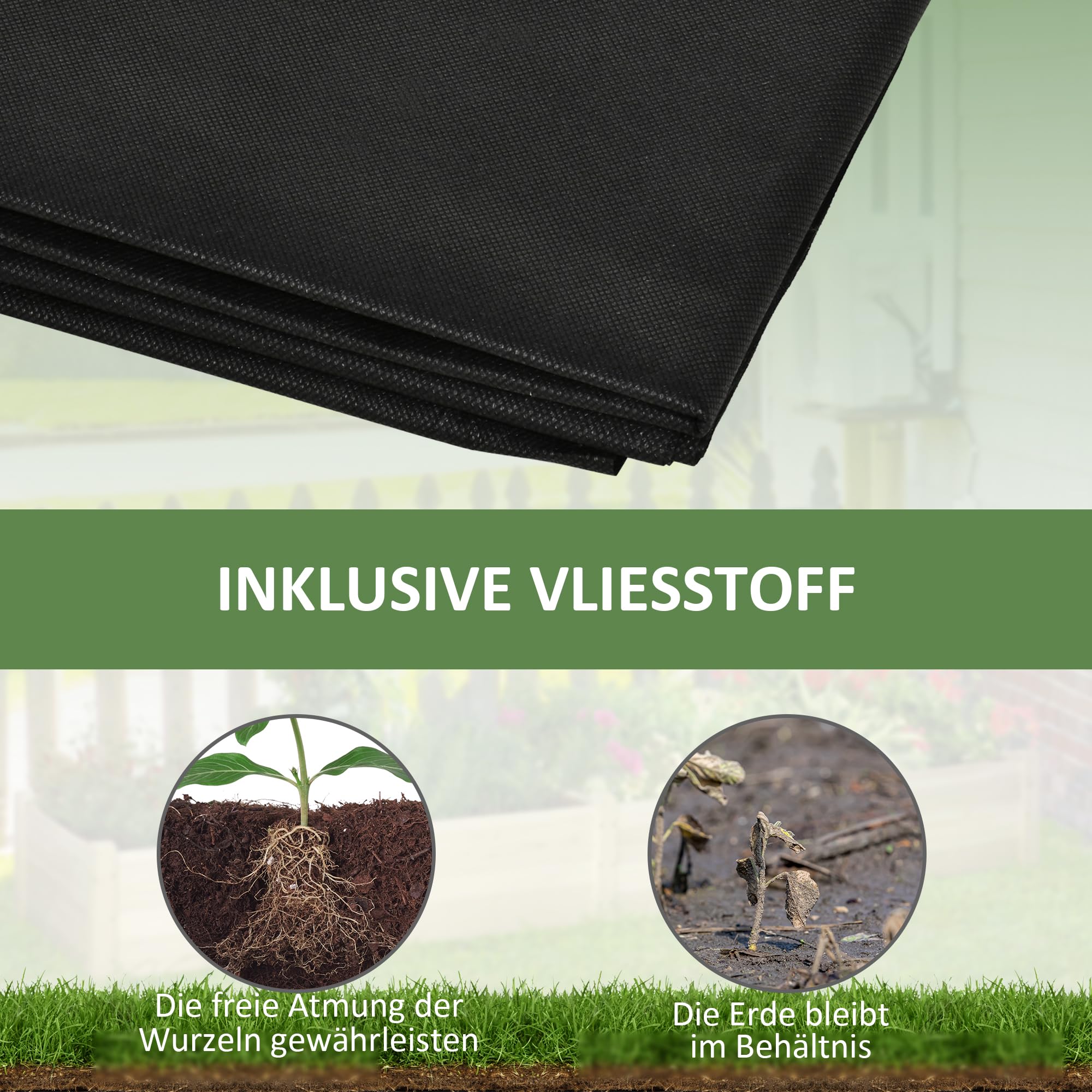 Outsunny Blumenkasten mit 2 Pflanzbereichen 244 x 61,5 x 27 cm Holz Natur