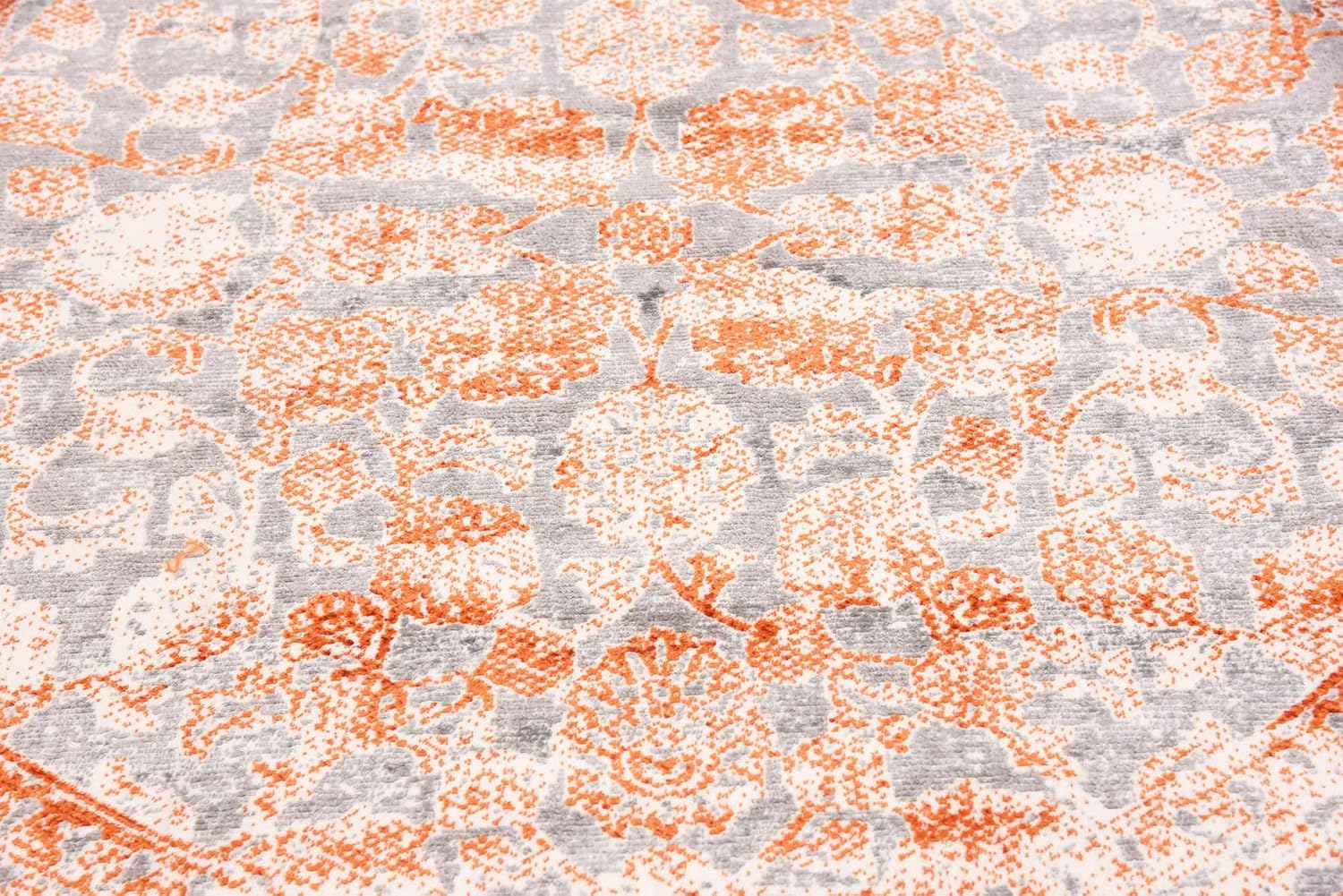 Unique Loom New Classical Collection Traditional Intricate Design with Distressed Vintage Detail, Area Rug, 6' 0' x 6' 0', Terracotta/Gray