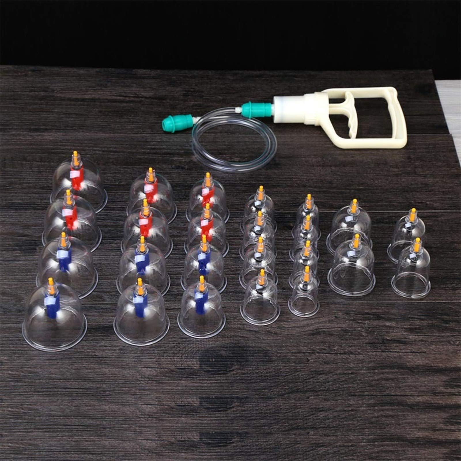 24 Pcs Vacuum Cupping Plastic Body Massager Suction Cups Jar Set Vacuum Suction Therapy Cupping Set Cans Massage Tool