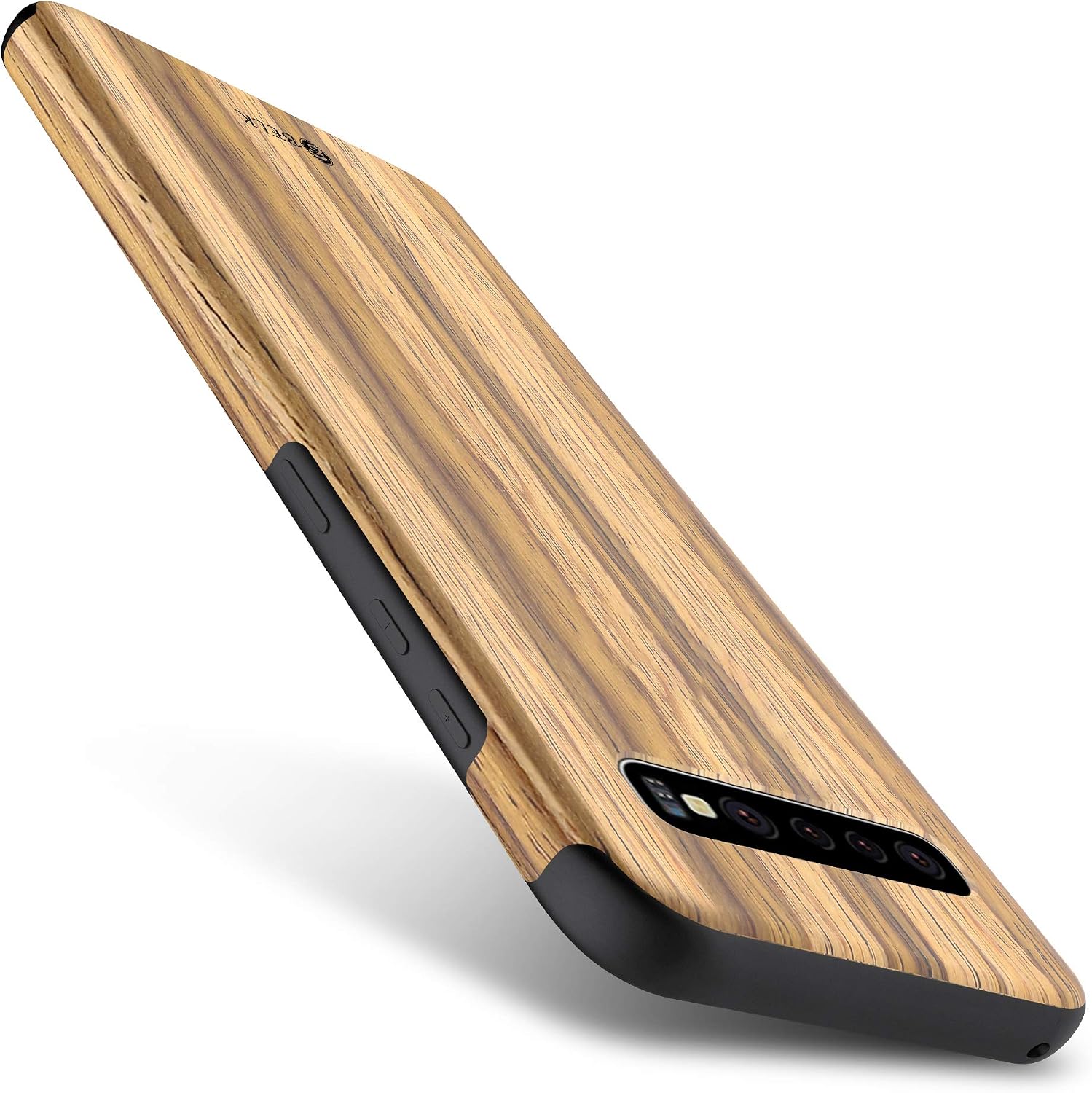 Galaxy S10 Plus Case, B BELK [Slim to Beat] Soft Wood Premium Rubber Bumper [Thin Matte] Flexible TPU Back Cover, Shock Resistant Wooden Shell for Samsung Galaxy S10 Plus - Teak