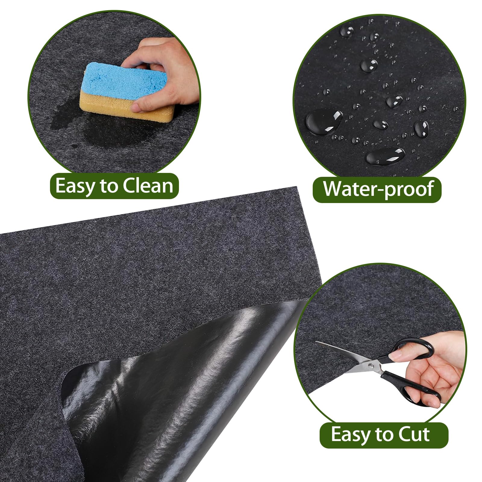 Tapis de Sol pour Piscine et Bains à Remous Extérieurs, 2m Rond épaissie avec Film PVC Tapis de Sol Piscine, Tapis de Protection Sol et Bâtiment, Feutre Absorbant l'eau, Accessoires de Piscine de Spa