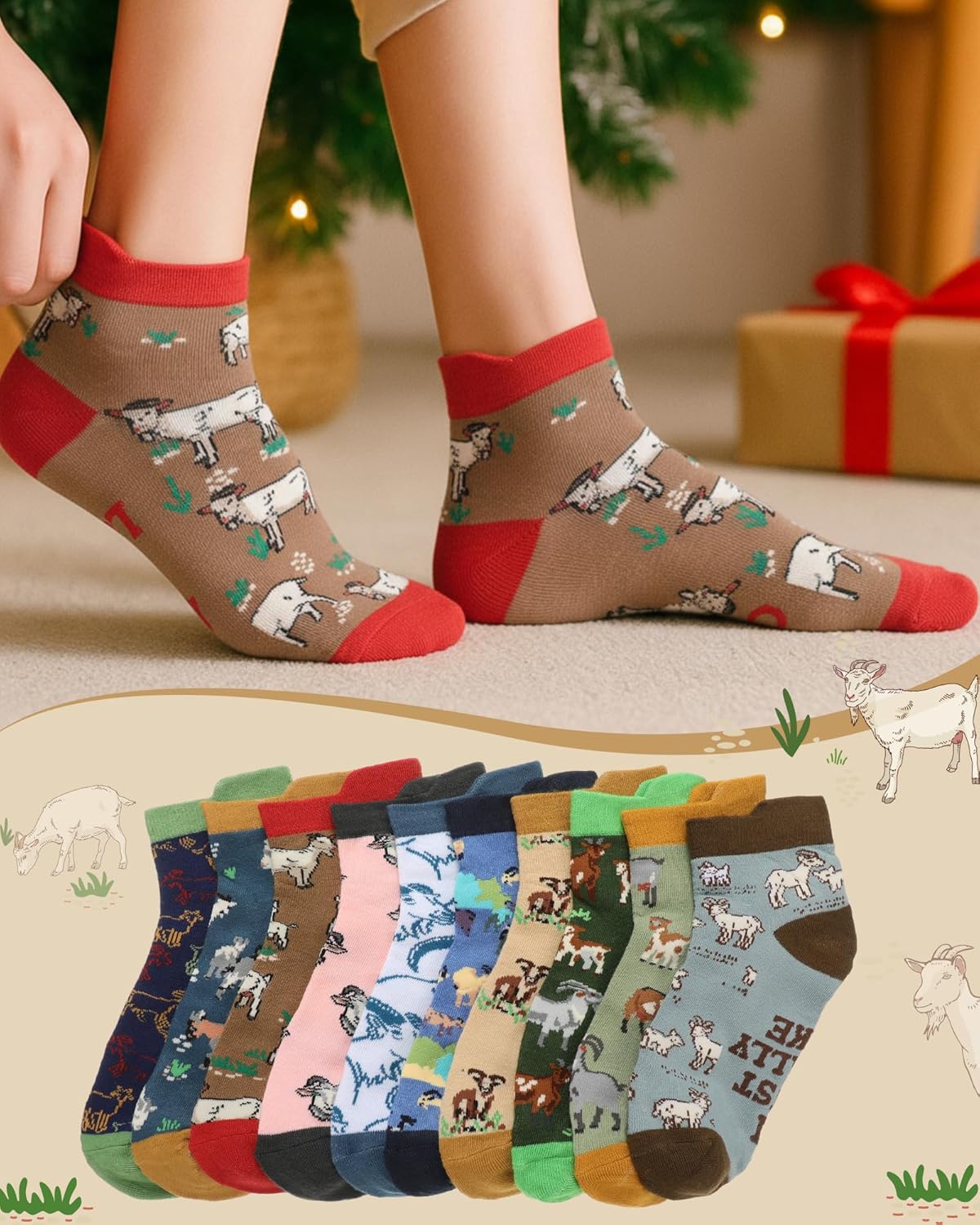 10 Pairs Funny Animals Socks Capybara Goat Pig Frog Chicken Dachshund Socks Animal Lover Gifts - view 3