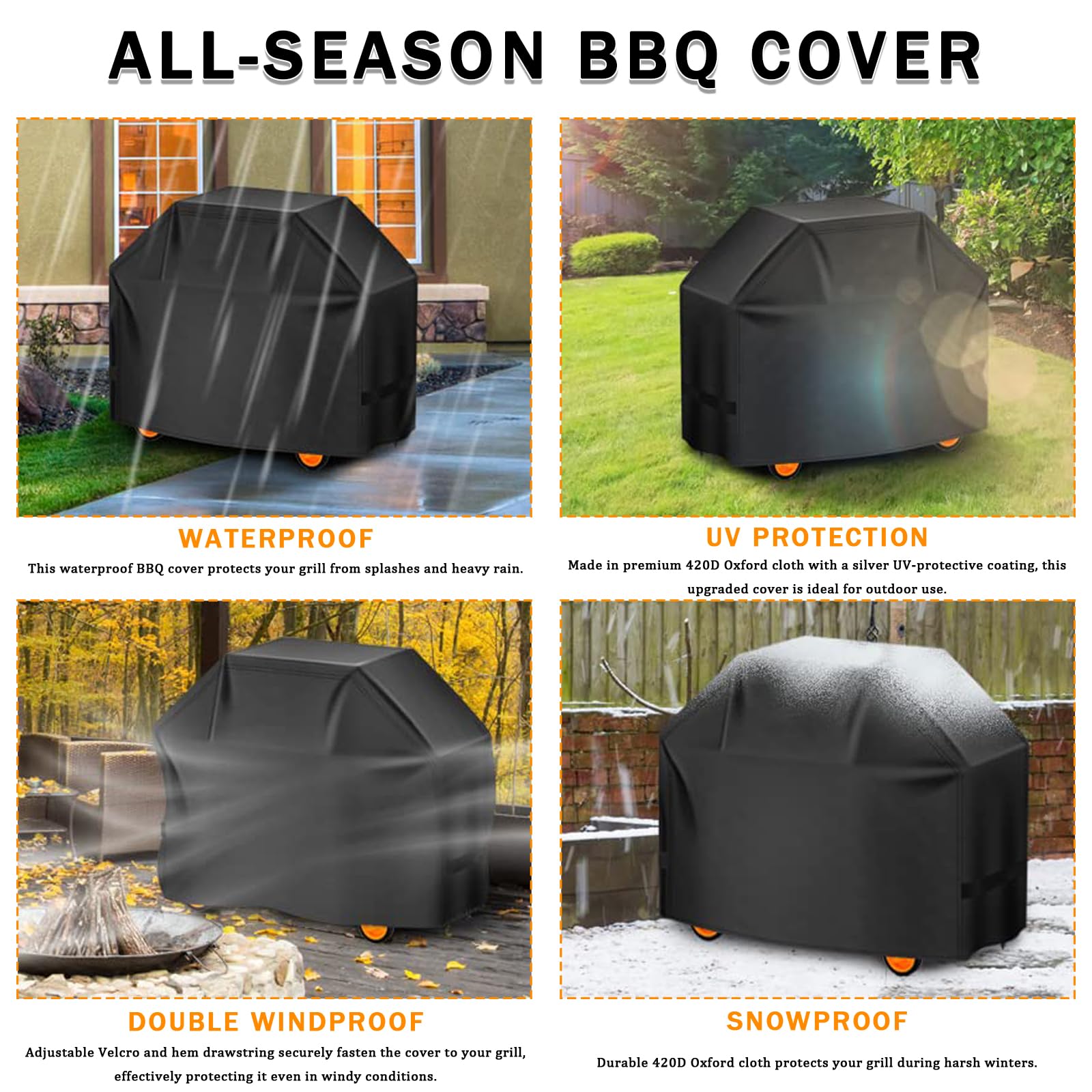 Copertura per barbecue impermeabile 420D resistente per barbecue a 5 fuochi 730-0958 cinghie regolabili Outdoor resistente agli strappi Protezione barbecue Accessori per griglia