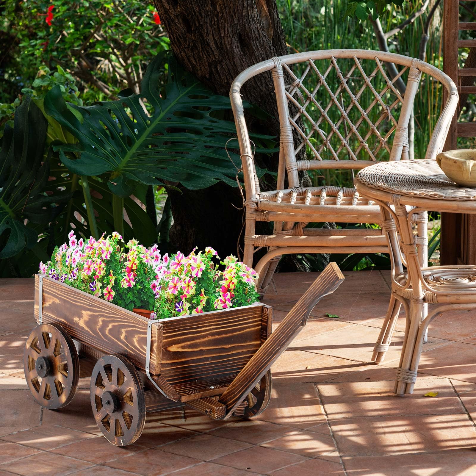 Jardineras Madera Abeto Carrito Flores Madera Con Ruedas - Maceta Jardín  Decorativa | Suculentas Y Plantas Decoracion Patio Suculentas, image size:1600x1600