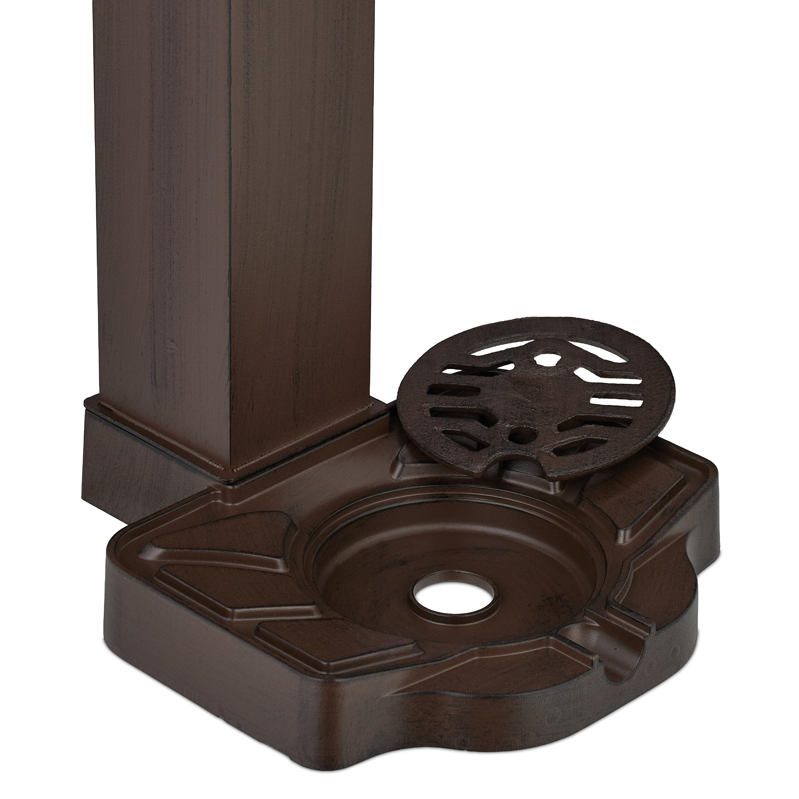 Relaxdays Standbrunnen antik, mit Wasserhahn & Becken, HxBxT: 77x29x33,5 cm, Wasserzapfsäule Garten, Terrasse, braun