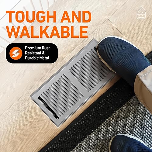 Miniatura 6 de Home Intuition Ventilación decorativa contemporánea de 2 x 14 pulgadas con trampa de cubierta de malla, gris claro