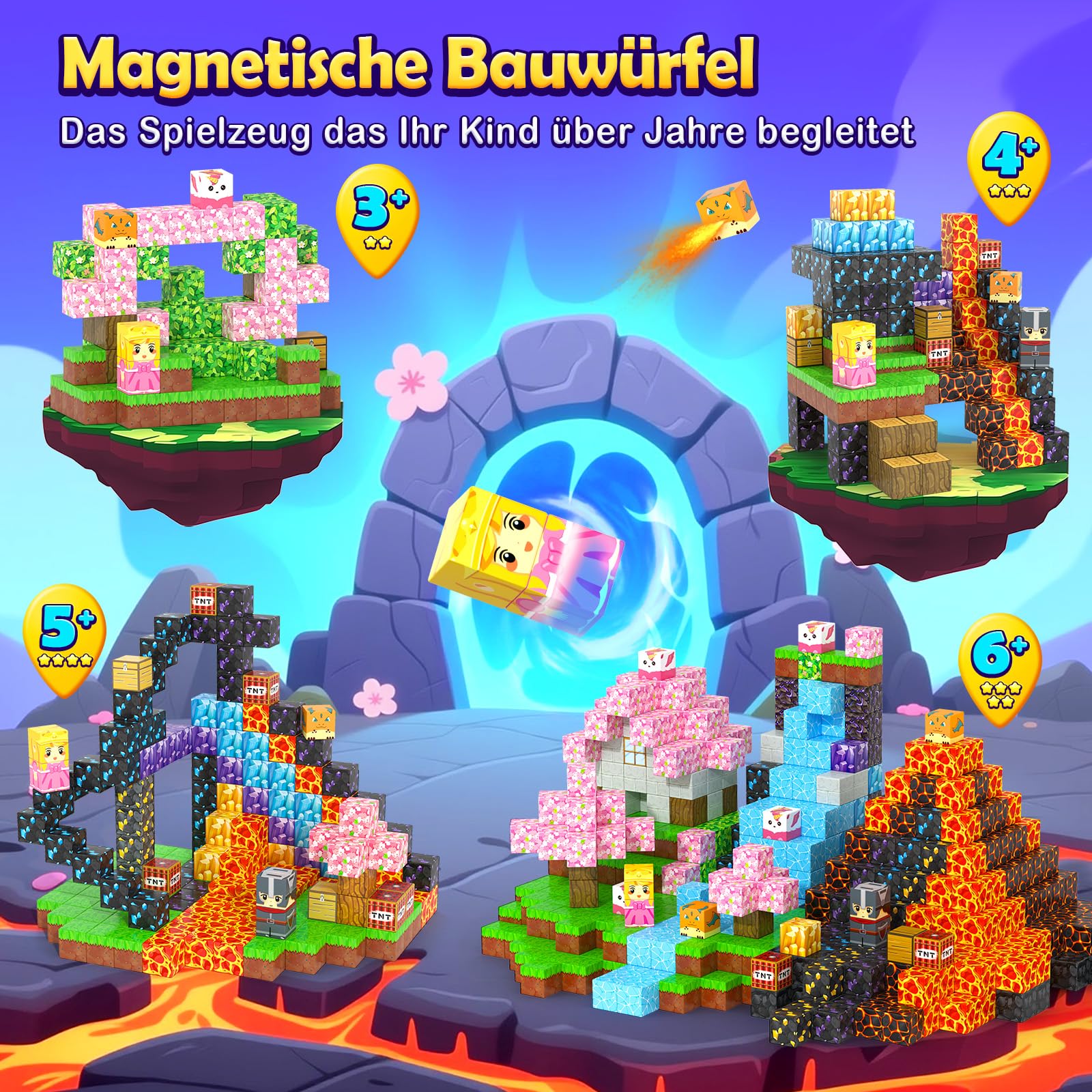 Magnetische Bausteine, 154 Teile STEM Magnet Spielzeug Magnetbausteine für Kleinkind, Magnetische Bauwelt mit Magnettafel, Montessori Spielzeug für Kinder ab 3 4 5 6 7 8 Jahren Jungen Mädchen