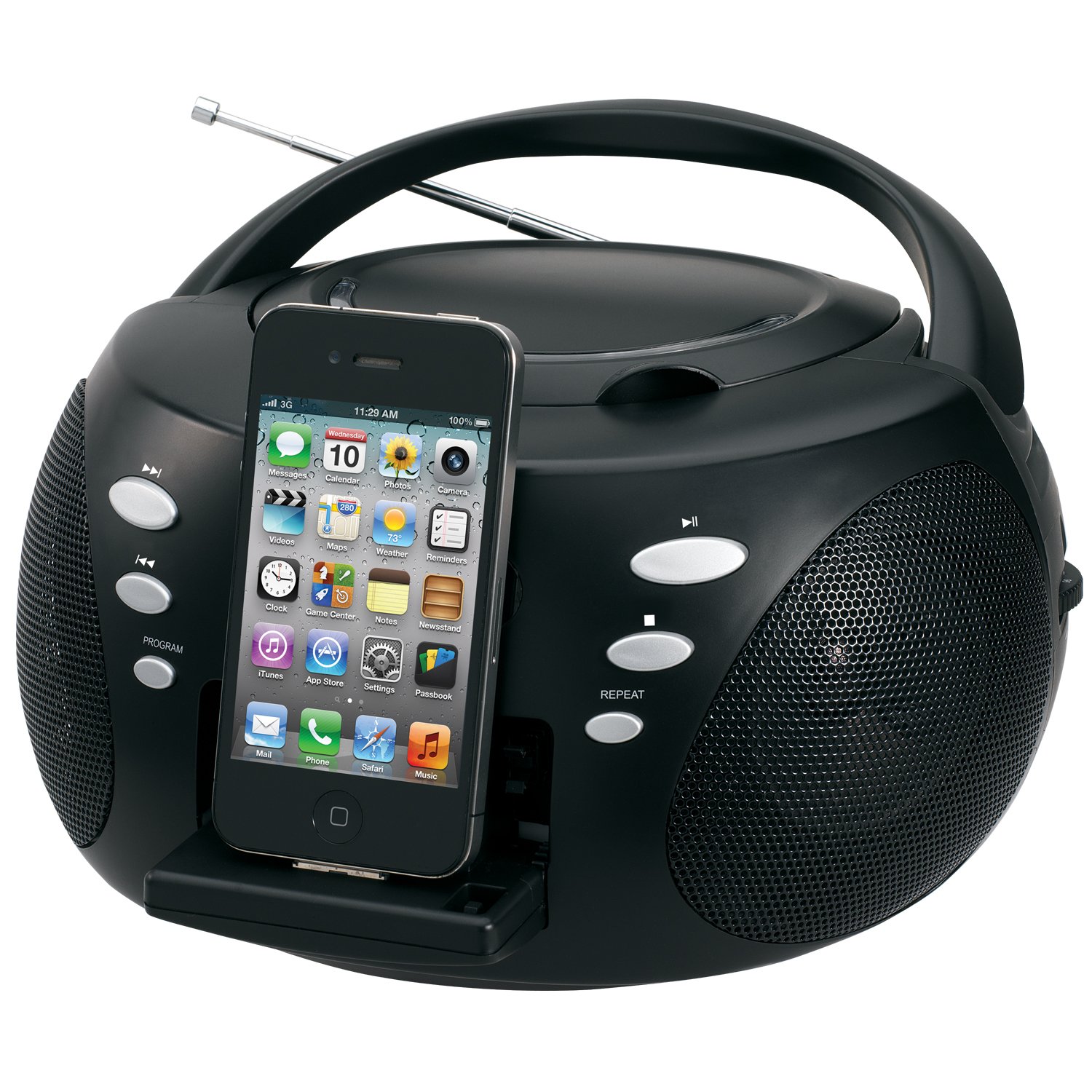 Jensen JISS120I Audio CD Boombox with iPhone Dock