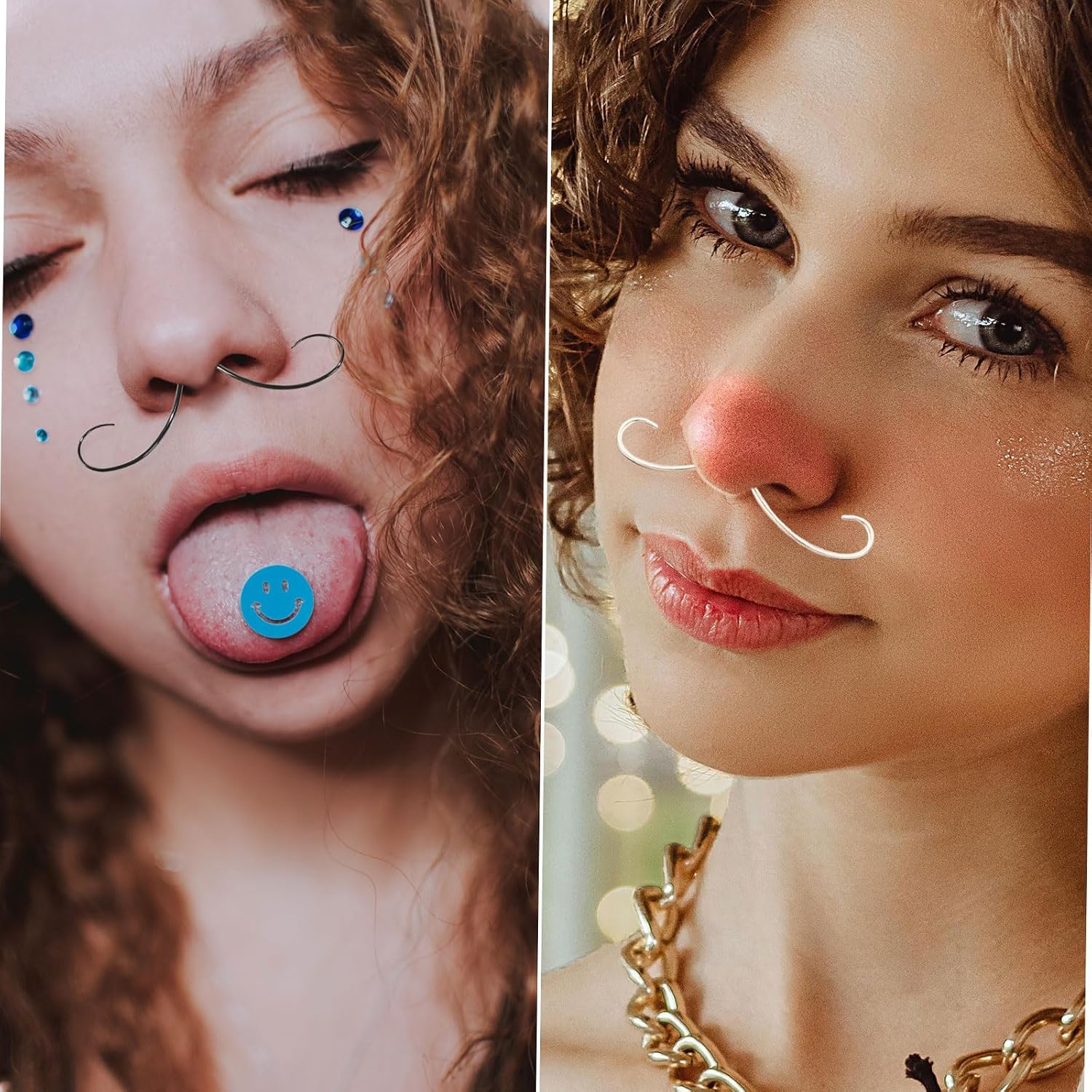 Qmcandy 16G 14G Mustache Septum Rings Buffalo Septum Pincher Tapers Nose Rings Stainless Steel Septum Piercing Jewelry for Men Women