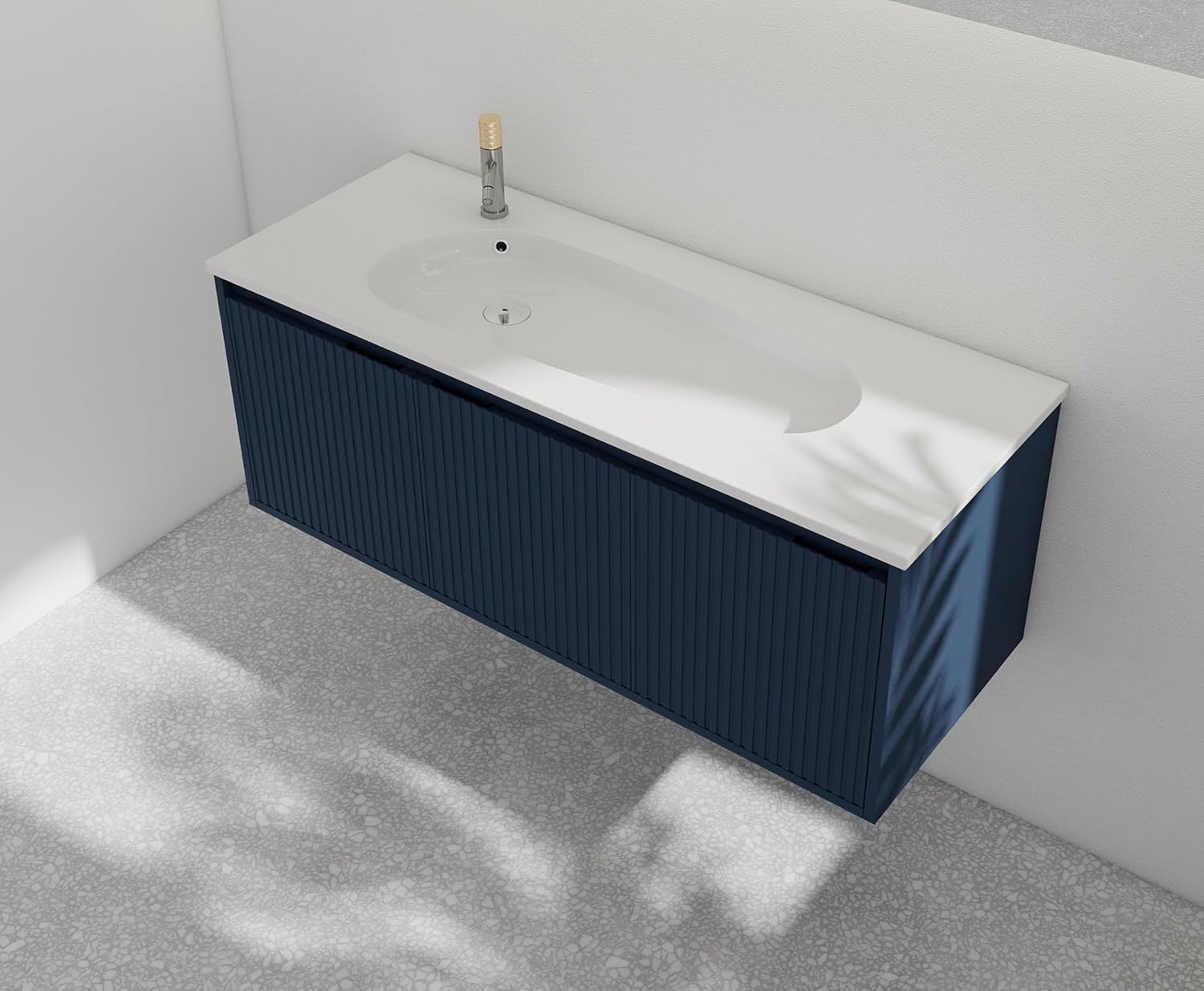 Henf Blue Floating Bathroom Vanity 48 Inch Wall Mounted