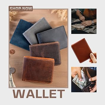 Personalized Leather Wallet for Men Engraved Name Initial, Custom Monogram in 5 Colors & 6 Designs Ideal Gift for Husband, Dad, Boyfriend, Wedding, Anniversary, Birthday, Valentines Day Gifts