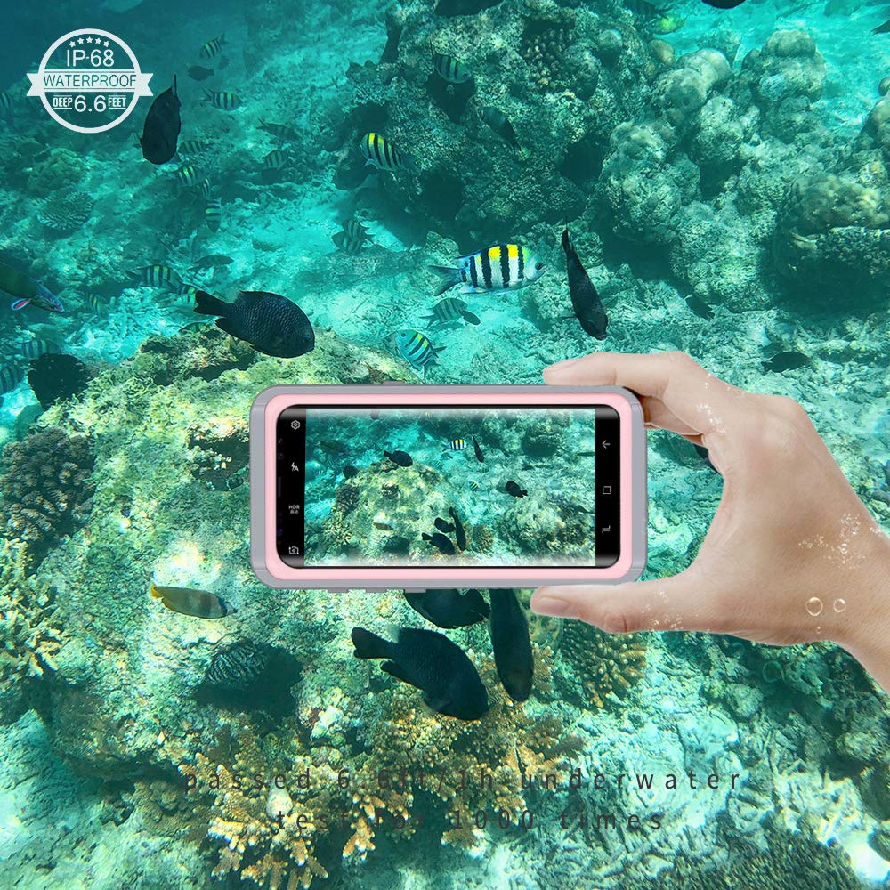 Lanhiem Cover Per Samsung Galaxy S8,Custodia Impermeabile Samsung S8[IP68 Certificato Waterproof] Full Body con Protezione dello Schermo Antiurto AntiGraffio Subacquea Caso per Samsung S8,Rosa