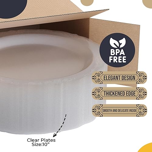 Miniatura 4 de SIZENAME - Platos de plástico desechables, diseño victoriano de calidad premium, color crema, para fiestas y bodas, 60 unidades