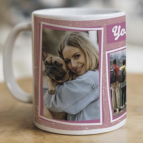 Miniatura 7 de Custom Mate Taza de café personalizada con fotos, imágenes y texto (collage clásico de 5), blanco, negro