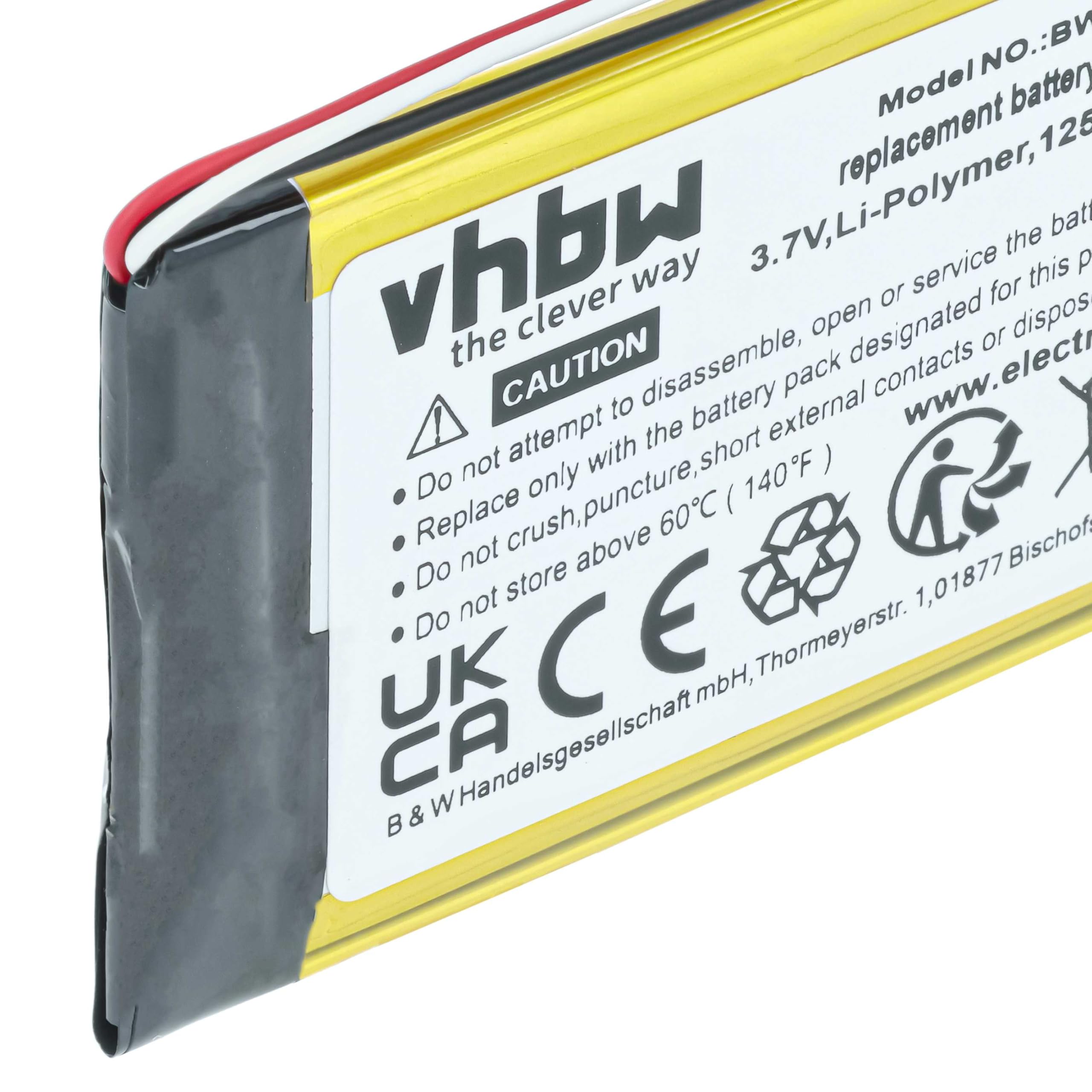 vhbw Bateria zamienna do Garmin 361-00051-01, 361-00051-02, 361-00051-00 do nawigacji GPS (1250 mAh, 3,7 V, Li-Ion)