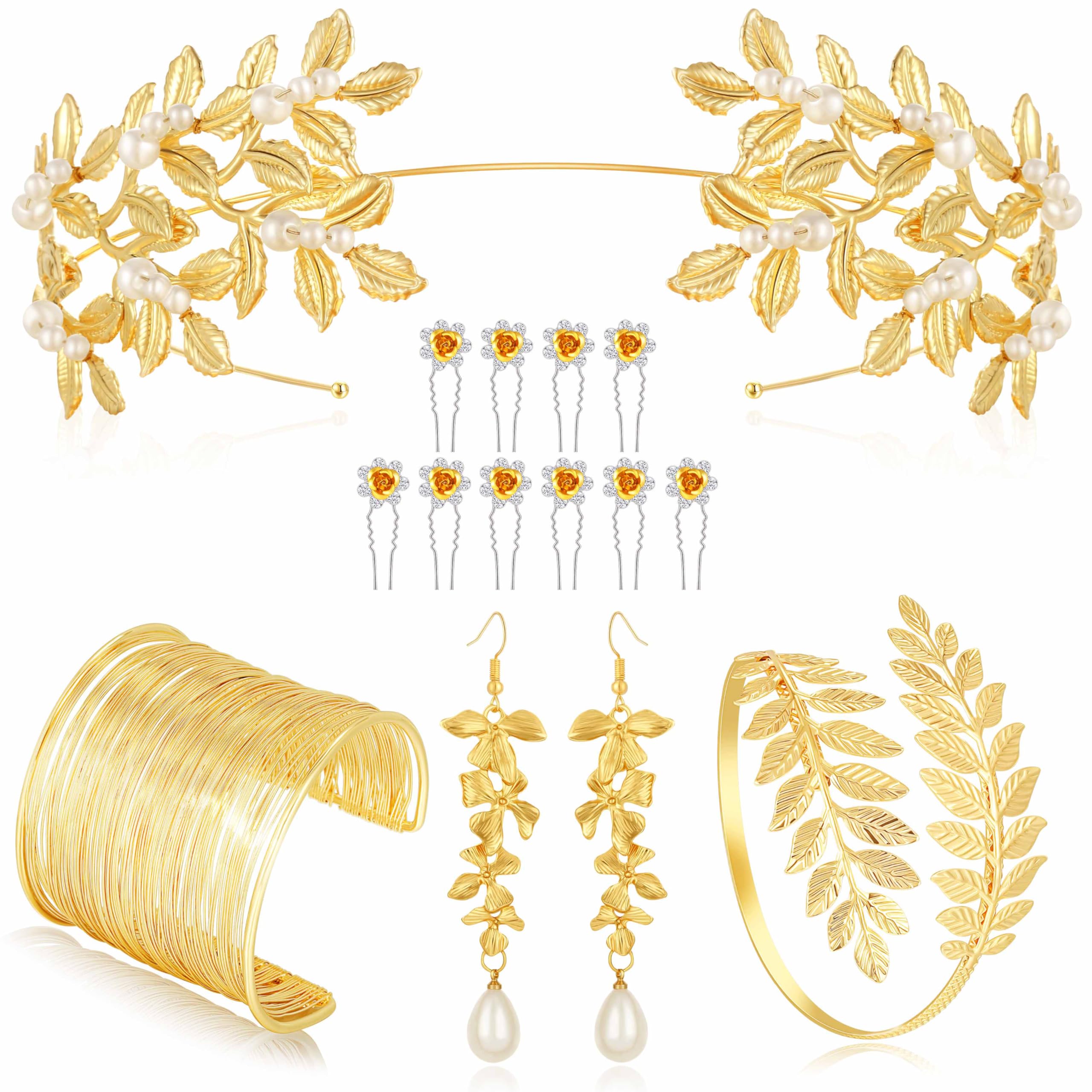Shakalaka Toga Costume Woman Greek Goddess Crown Gold Accessories for Women