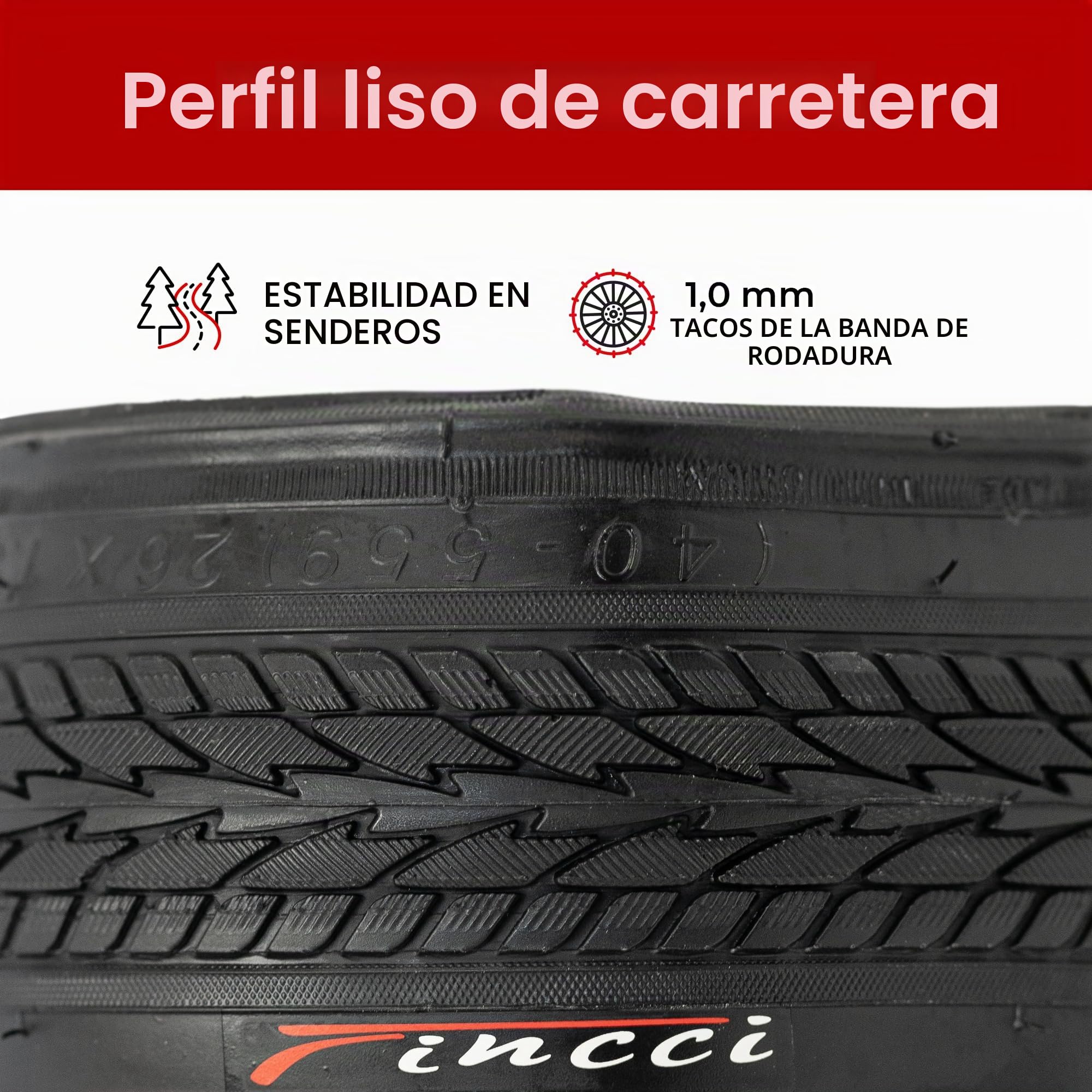 Fincci Slick Cubierta 26x1.50 Pulgadas - Lisas Cubiertas 40-559, para Carretera MTB Montaña Hibrida Bici Bicicleta con Neumaticos 26 x 1.5, Adecuado para Rueda de 26 Pulgadas