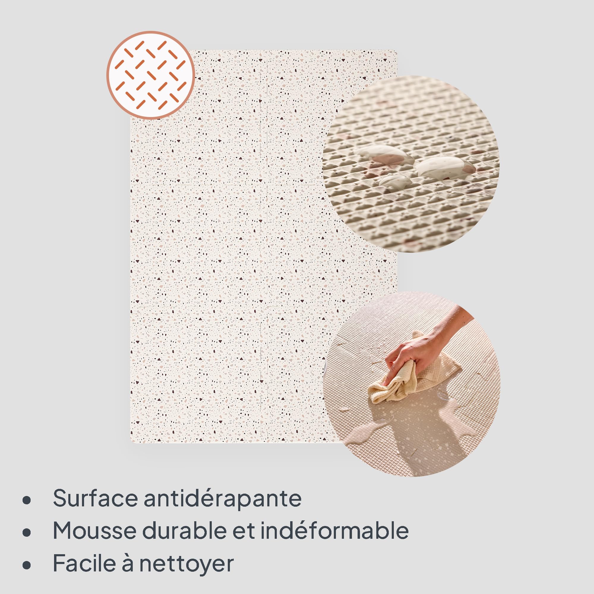 LIONELO YOKA Tapis de Jeu Puzzle 6 pièces pour bébés et Tout-Petits 173 × 116 x 1,5 cm, Double Face, Non Toxique et inodore, antidérapant, Facile à Nettoyer, Beige