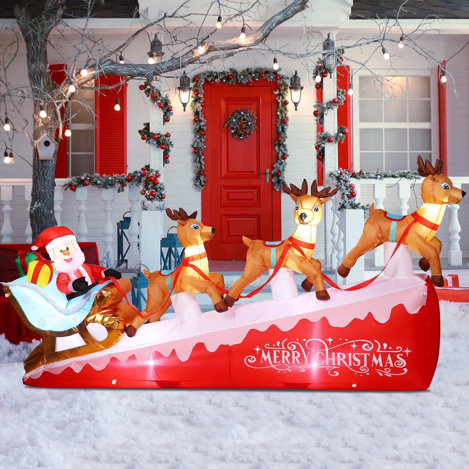 9 ft Wide Christmas Inflatables Decorations Merry Christmas