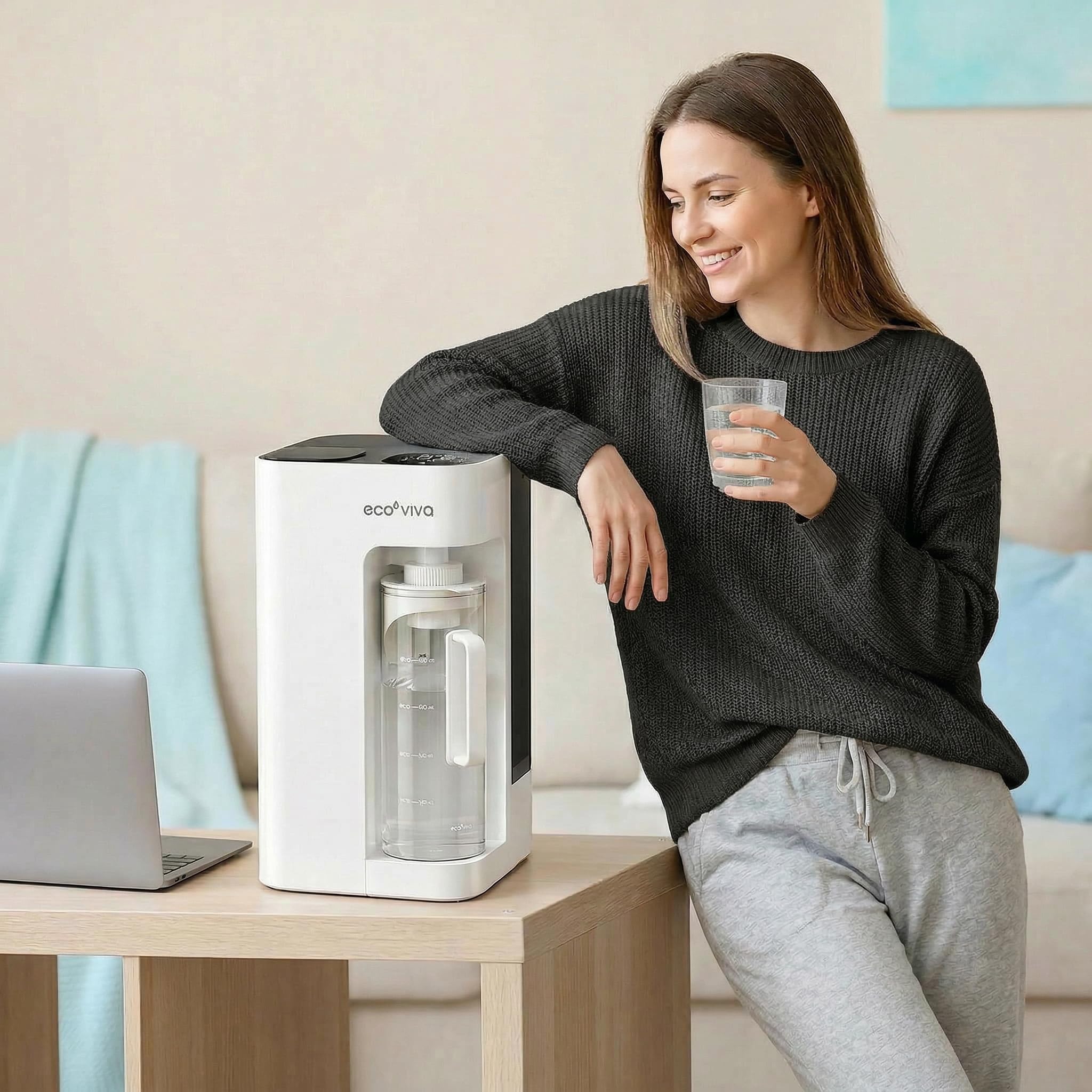 Mate 3 - Filtro de agua de ósmosis inversa UV, 3:1 puro para drenar, jarra inteligente de llenado automático, purificador de agua sin instalación, filtración de agua RO de 8 etapas, con