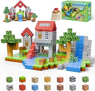 Magnetic Blocks-Build 110PCS Toys for Boys & Girls Age 6 7 8 9 10, Stacking Building Toys for Toddlers Fidget Cubes Sensory Toy for Kids(Jungle)