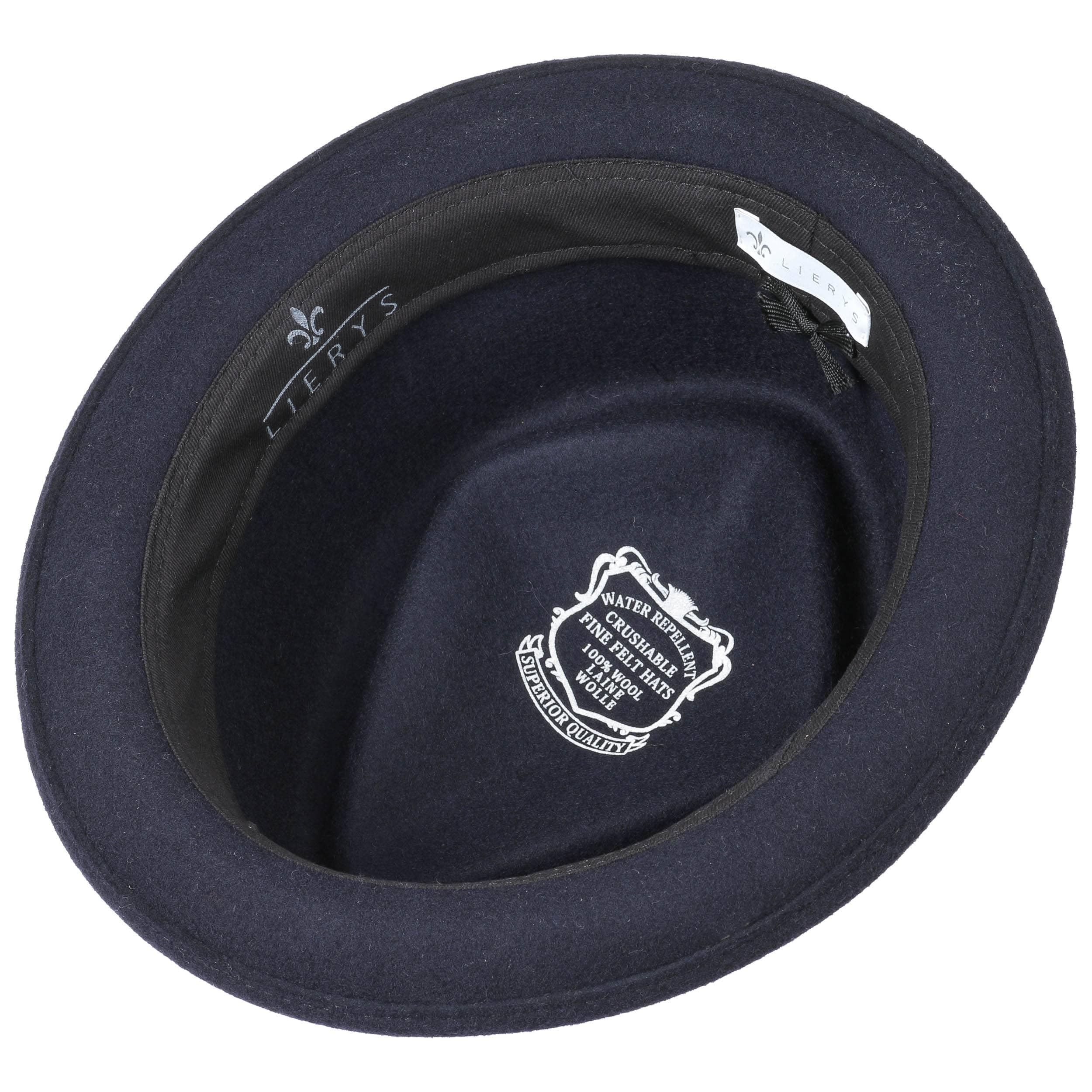LIERYS Blank Pork Pie Filzhut packbar knautschbar wasserabweisend Damen Herren Sommer Winter