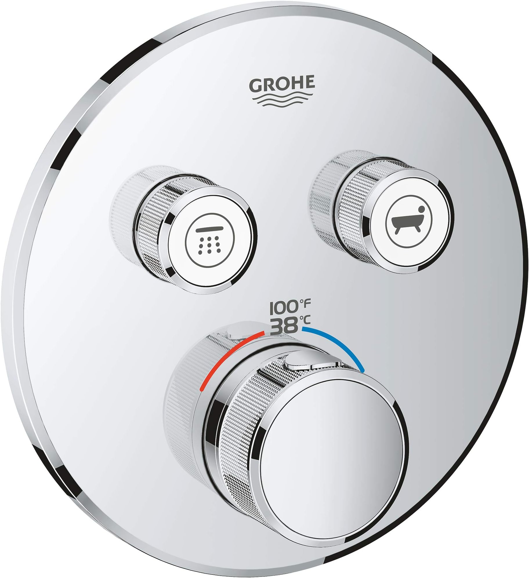 29137000 Grohtherm Dual Function Thermostatic Valve Trim, StarLight Chrome