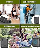 Vista 5 de SHIDU Amplificador de Voz para Profesor con Micrófono Portátil y Altavoz, Megáfono de 18W con Auriculares de Micrófono Cableado, IPX5 Impermeable