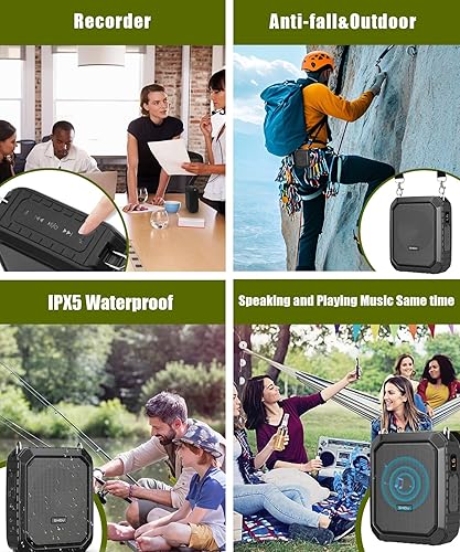 Miniatura 5 de SHIDU Amplificador de Voz para Profesor con Micrófono Portátil y Altavoz, Megáfono de 18W con Auriculares de Micrófono Cableado, IPX5 Impermeable