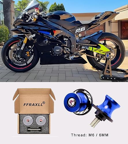 Miniatura 6 de 2 unids 6MM M6 X1.5 Motocicleta Swing brazo Sliders Stand Carretes se adapta a YZF R1 R3 R6 R7 R125 R25 R1000 (azul)
