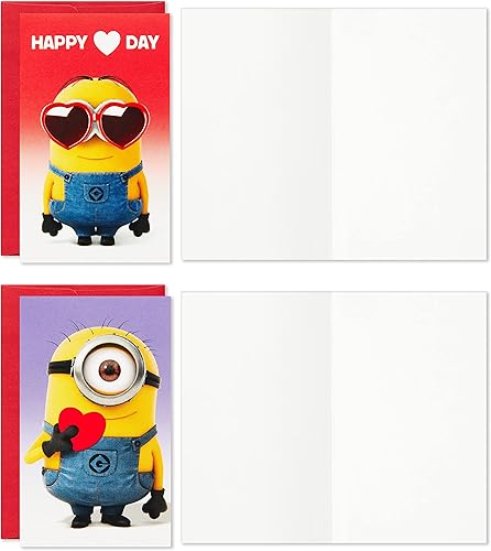Miniatura 4 de Hallmark Minions Mini tarjetas y calcomanías para el día de San Valentín para niños y la escuela (18 aulas de San Valentín con sobres)