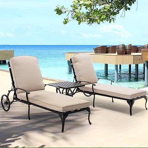 Miniatura 2 de HOMEFUN Mesas auxiliares de exterior para patio, mesas auxiliares de aluminio fundido para exteriores, resistentes al óxido e impermeables para